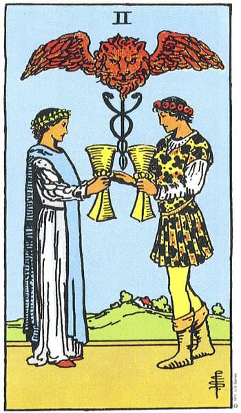 Two of Cups tarot card thumbnail