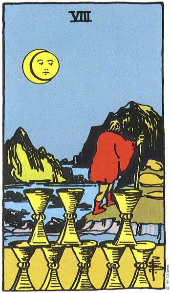 Eight of Cups tarot card thumbnail