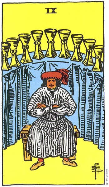 Nine of Cups tarot card thumbnail