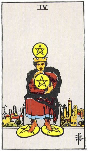 Four of Pentacles tarot card thumbnail