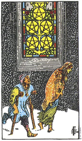 Five of Pentacles tarot card thumbnail