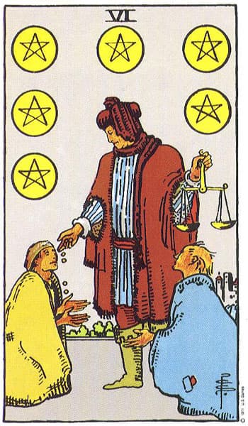 Six of Pentacles tarot card thumbnail