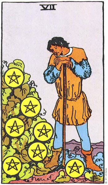Seven of Pentacles tarot card thumbnail