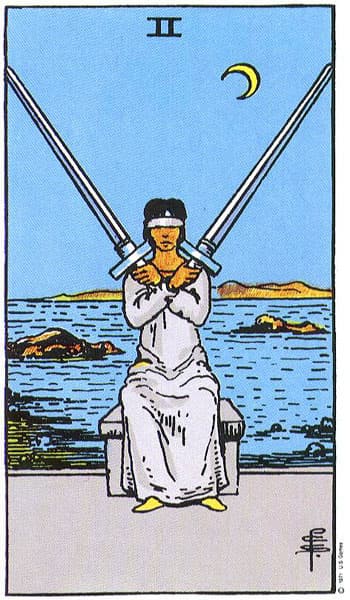 Two of Swords tarot card thumbnail