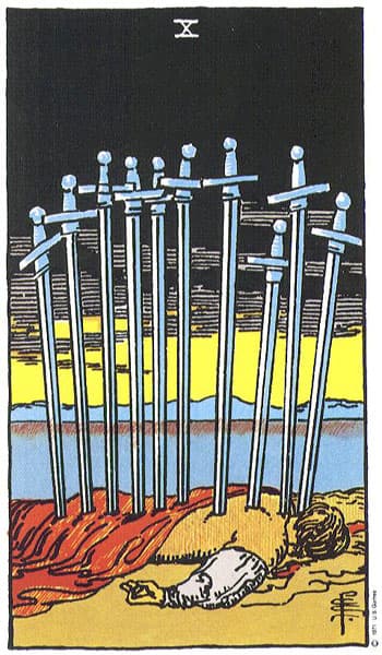 Ten of Swords tarot card thumbnail