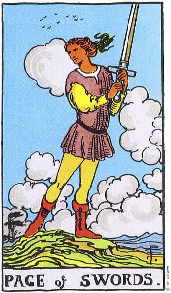 Page of Swords tarot card thumbnail