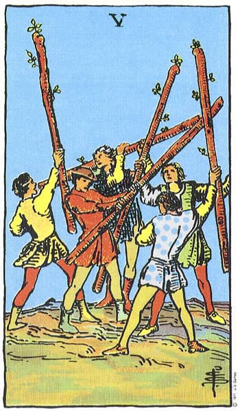 Five of Wands tarot card thumbnail