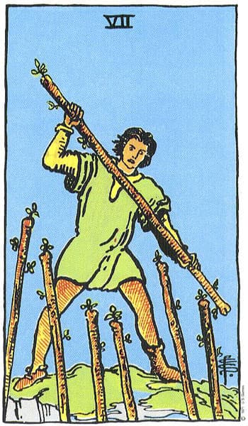 Seven of Wands tarot card thumbnail