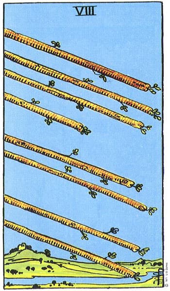 Eight of Wands tarot card thumbnail