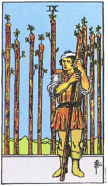 Nine of Wands tarot card thumbnail
