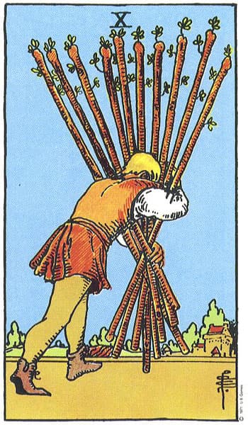 Ten of Wands tarot card thumbnail
