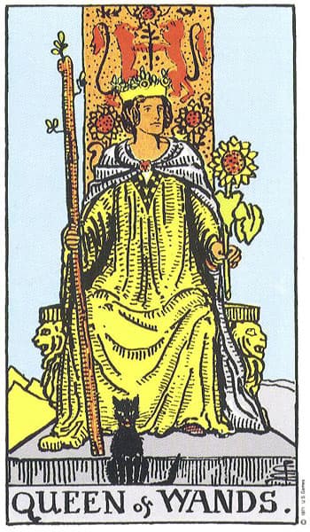 Queen of Wands tarot card thumbnail