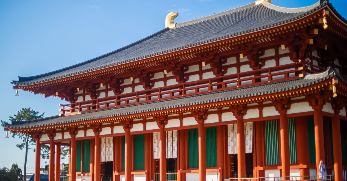 Captivating view of Kofuku-Ji Temple, a historic landmark in Nara, Japan, showcasing traditional Japanese architecture.