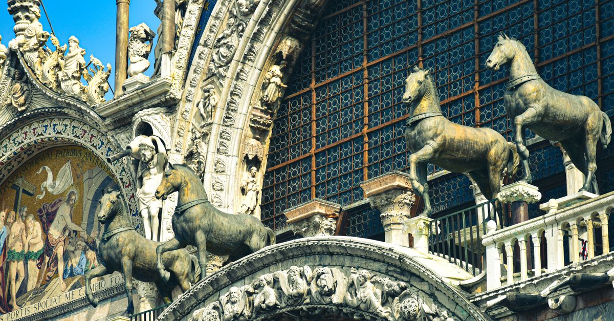 Venice Film Festival unveils 2026 competition line-up featuring Pattinson and Musk documentary Ornate sculptures and detailed facades at St. Mark's Basilica in Venice, Italy.