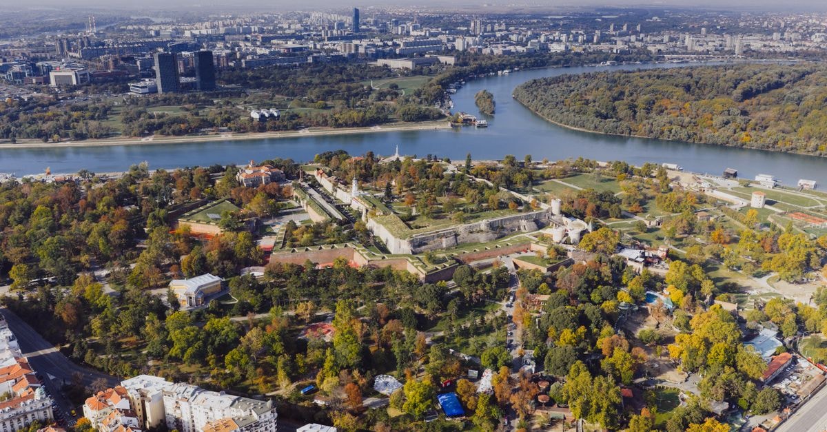 Vidin, Bulgaria Travel Guide: Danube Fortress Calm Stunning aerial shot of Kalemegdan Fortress and Danube River in Belgrade, Serbia.