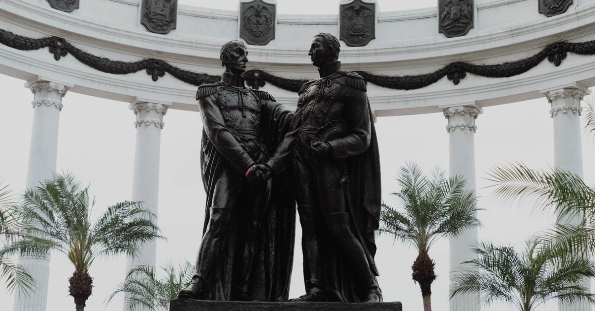 View of the Hemicycle de la Rotonda statue in Guayaquil, Ecuador.