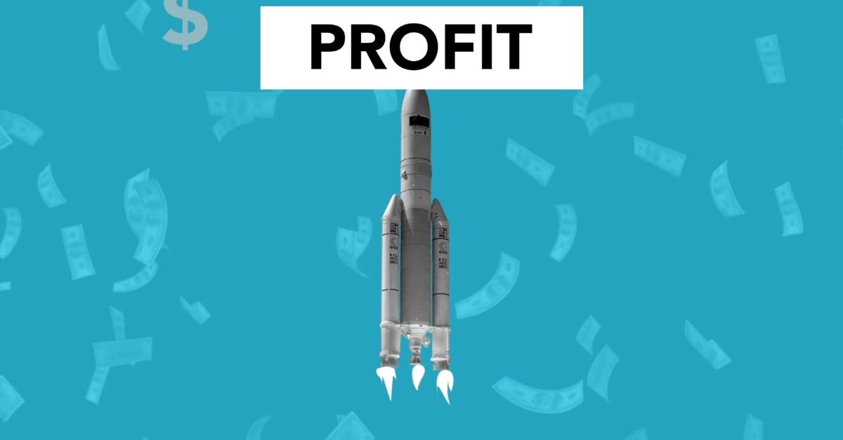 Anthropic Targets $2 Trillion IPO to Eclipse SpaceX's Record Listing Creative illustration representing economic profit concept with flying rocket among falling dollar cash