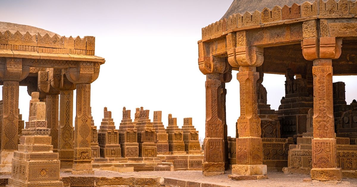 Mardan travel guide: heritage gateway to Gandhara country Exploring the intricate stonework of Chaukhandi Tombs in Karachi, Pakistan.