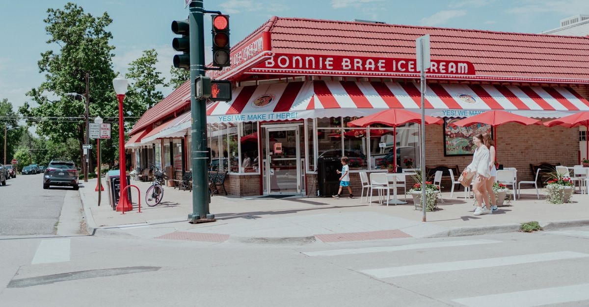 Santa Fe Travel Guide: Getting Around and Eating Like a Local Charming street view of Bonnie Brae Ice Cream in Denver, featuring a lively outdoor scene.