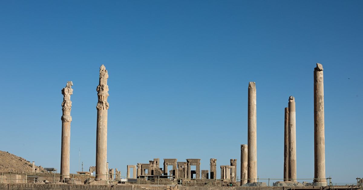 The iconic Persepolis ruins in Iran showcasing ancient Persian architecture.