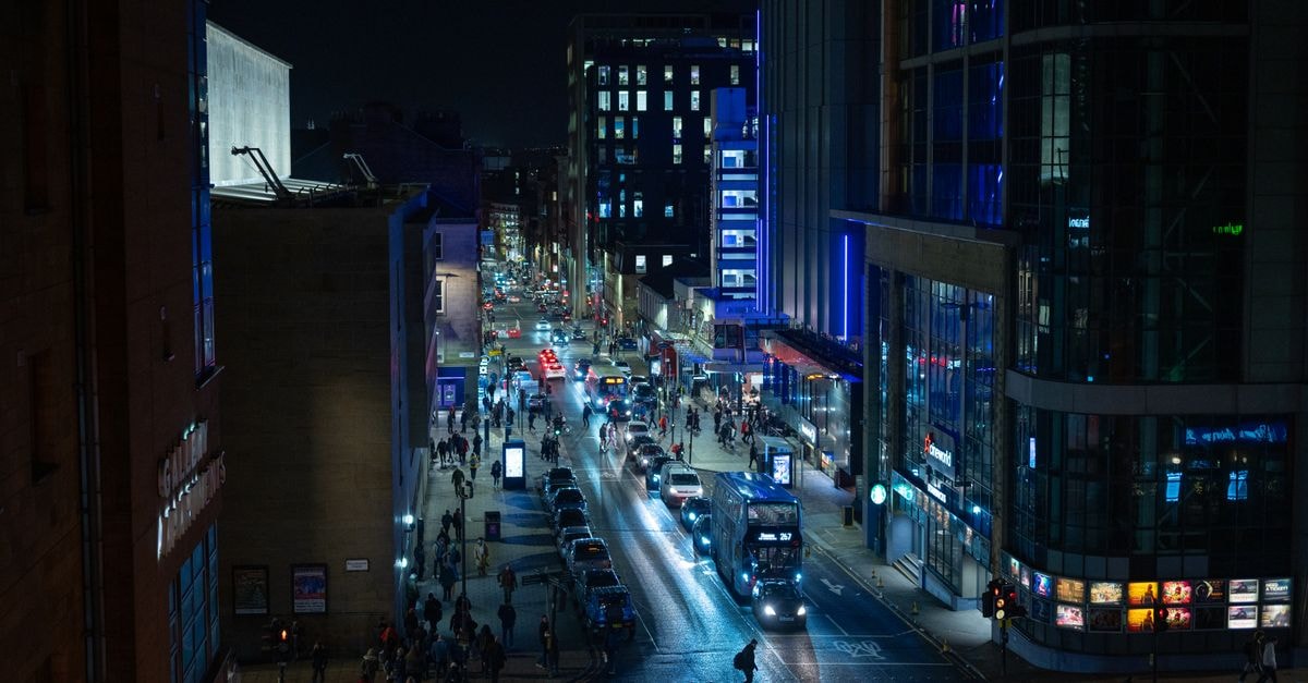 Hampton by Hilton Glasgow Central: Scotland's First Hampton Debut Explore the bustling nightlife and urban streets of Glasgow, Scotland under city lights.