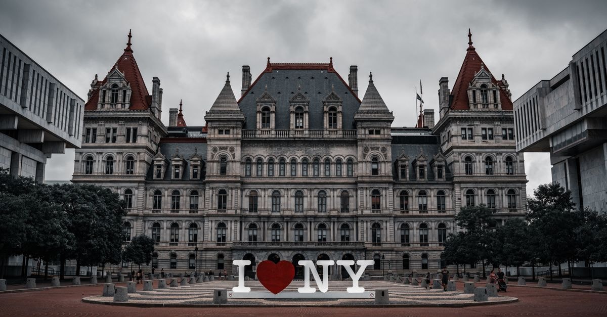Albany Travel Guide: A Quiet Capital Worth the Stop Captivating facade of the New York State Capitol with iconic I ❤️ NY sculpture.