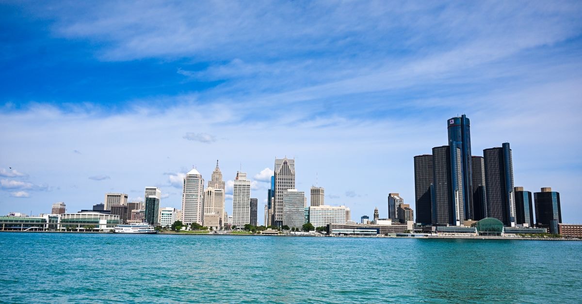 Hotel Indigo Detroit Downtown — Where Motown Meets Motor City Stunning view of Detroit skyline featuring the Renaissance Center across the river.