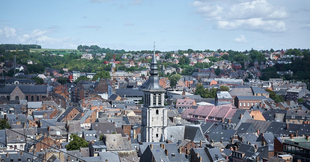 Stunning aerial view of Namur, Belgium showcasing its medieval architecture and cityscape.