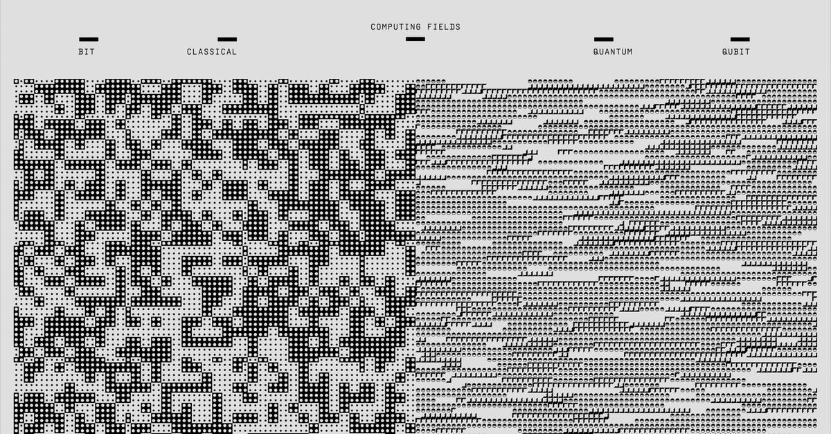 Quantum Computing Moves Into Cancer Immunotherapy and Drug Design Abstract design showcasing computing fields with geometric and binary patterns in black and white.