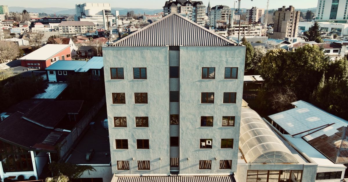 Hotel Diego de Almagro, Copiapó: A Central Stay Near Plaza Prat Aerial shot of Hotel Diego de Almagro in the cityscape of Valdivia, Chile, during daytime.