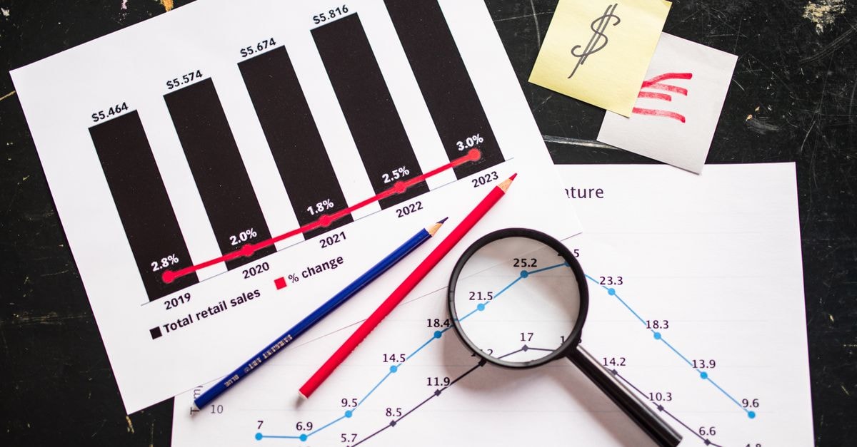 Shopify slides 4% as profit taking follows an 18% August run Charts and graphs highlighting retail sales growth, utilizing a magnifying glass for detail.