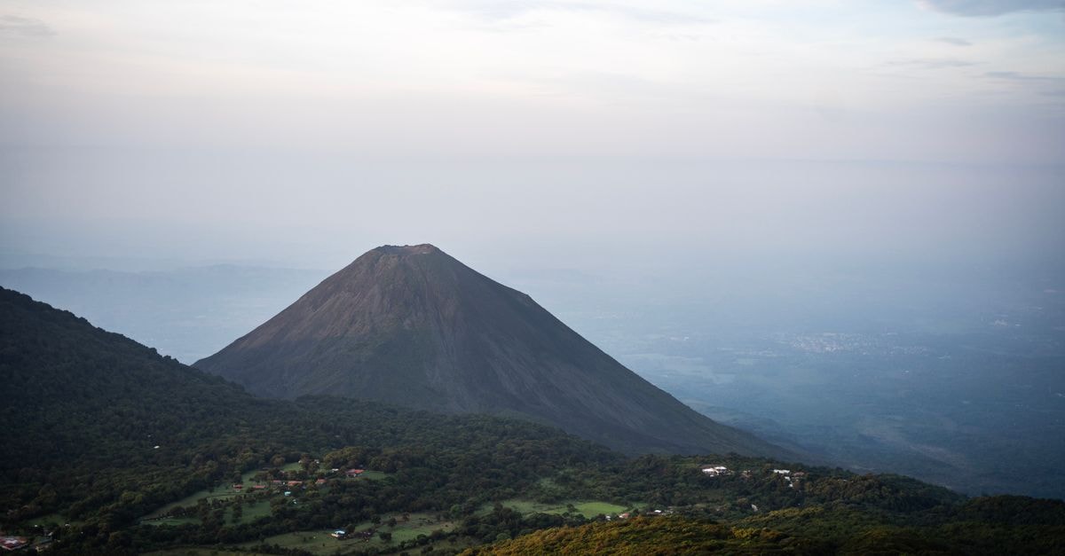 A breathtaking vista of the iconic Izalco Volcano in Sonsonate, El Salvador at dawn.
