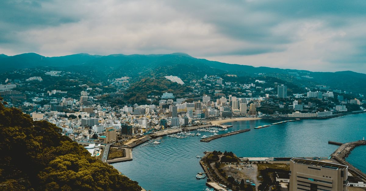 Explore Atami's skyline with its scenic coastline, nestled in Shizuoka Prefecture's mountains.