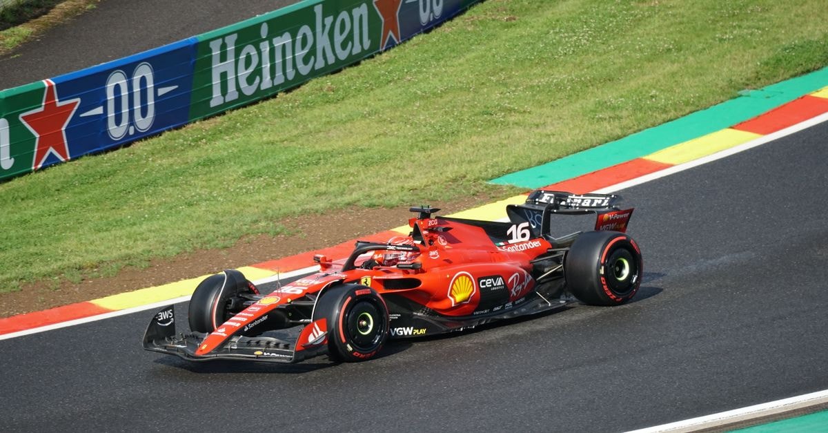 Antonelli's Monza Win From P19 Reshapes F1 Title Picture Ferrari Formula 1 car racing on a track during a Grand Prix event.