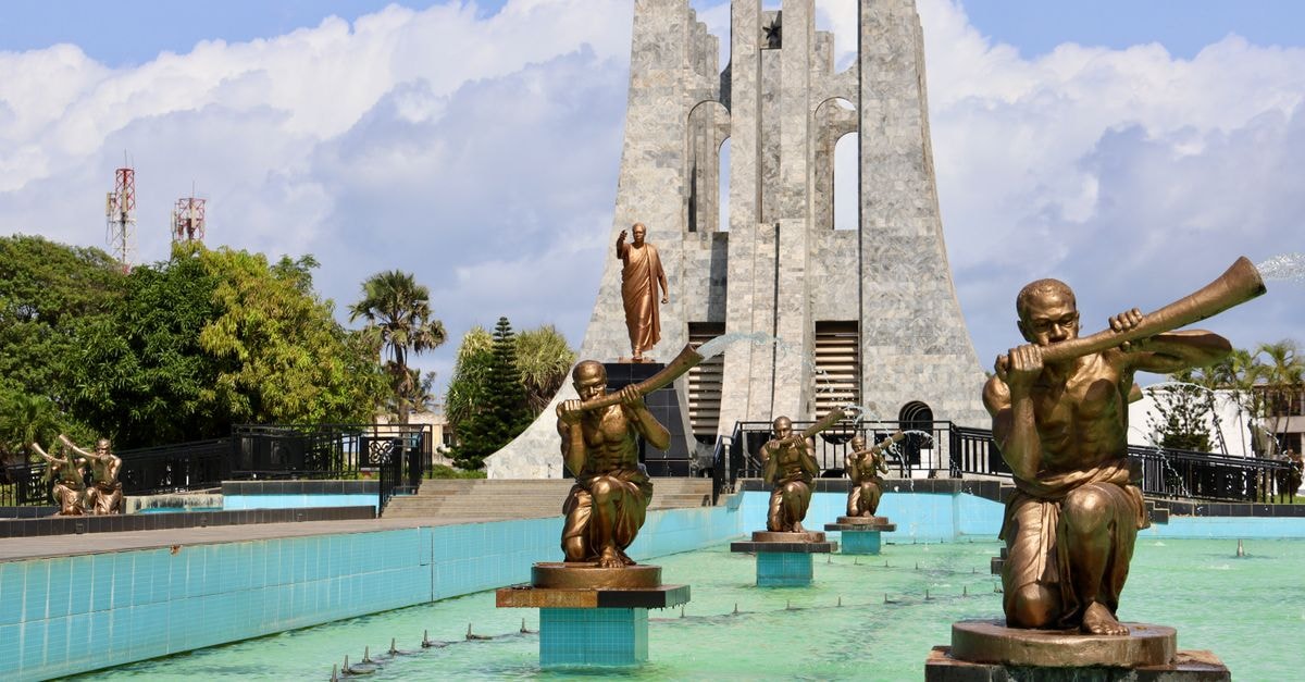 Wa, Ghana Travel Guide: Into the Upper West Stunning view of the Kwame Nkrumah Mausoleum and fountain statues in Accra.