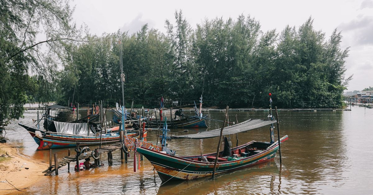 Singkawang Travel Guide: A Quiet Borneo City Worth the Detour Colorful traditional fishing boats moored along a serene riverbank, surrounded by lush greenery.