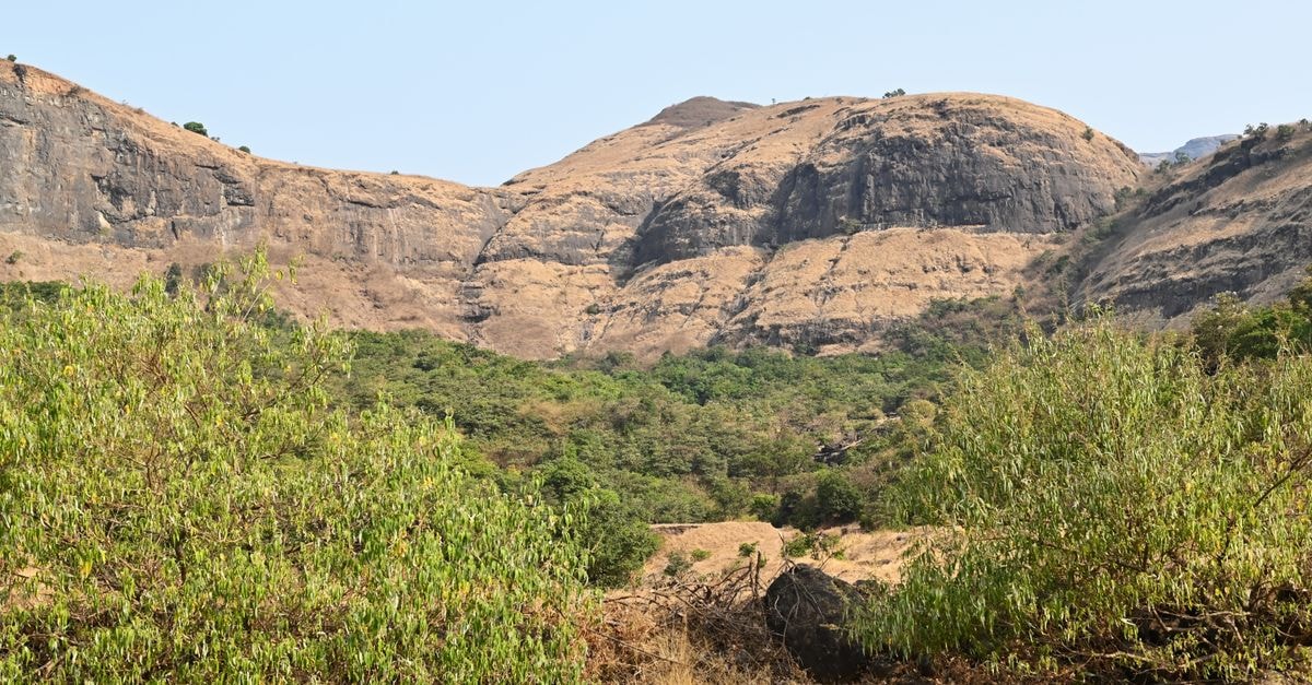 Tranquil summer landscape of hills and green plants in Nashik, India.