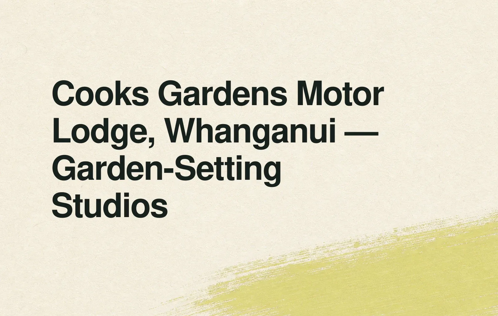 Cooks Gardens Motor Lodge, Whanganui — Garden-Setting Studios News illustration: Cooks Gardens Motor Lodge, Whanganui — Garden-Setting Studios