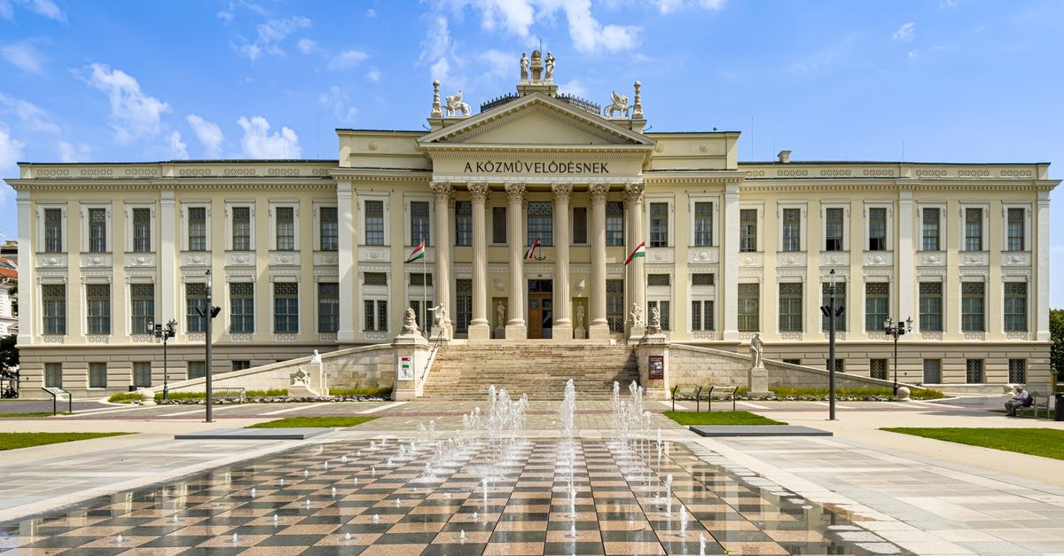 Stunning neoclassical architecture of Mora Ferenc Museum in Szeged, Hungary.