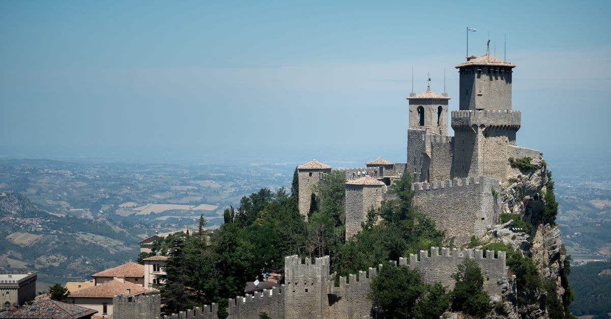 Hotel Rosa, San Marino — A Historic Stay on Monte Titano Majestic Fortress of San Marino perched atop Monte Titano, capturing historical architecture.
