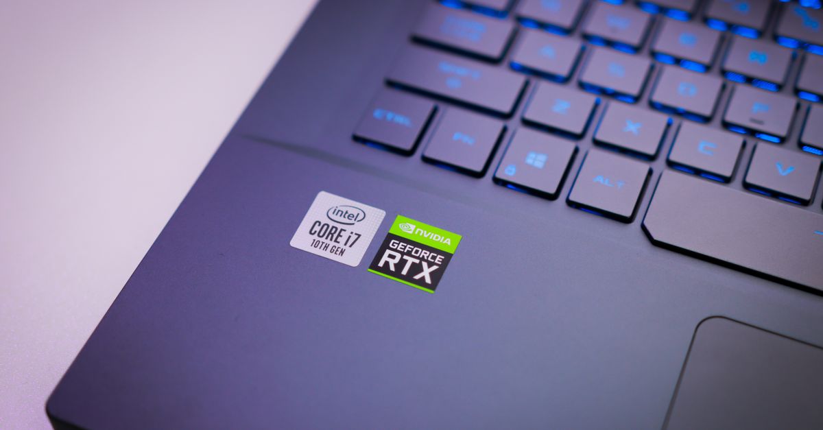 Intel pushes 14A foundry roadmap as Synopsys certifies AI-powered EDA flows Laptop keyboard with Intel Core i7 and NVIDIA GeForce RTX stickers, symbolizing high-performance computing power.