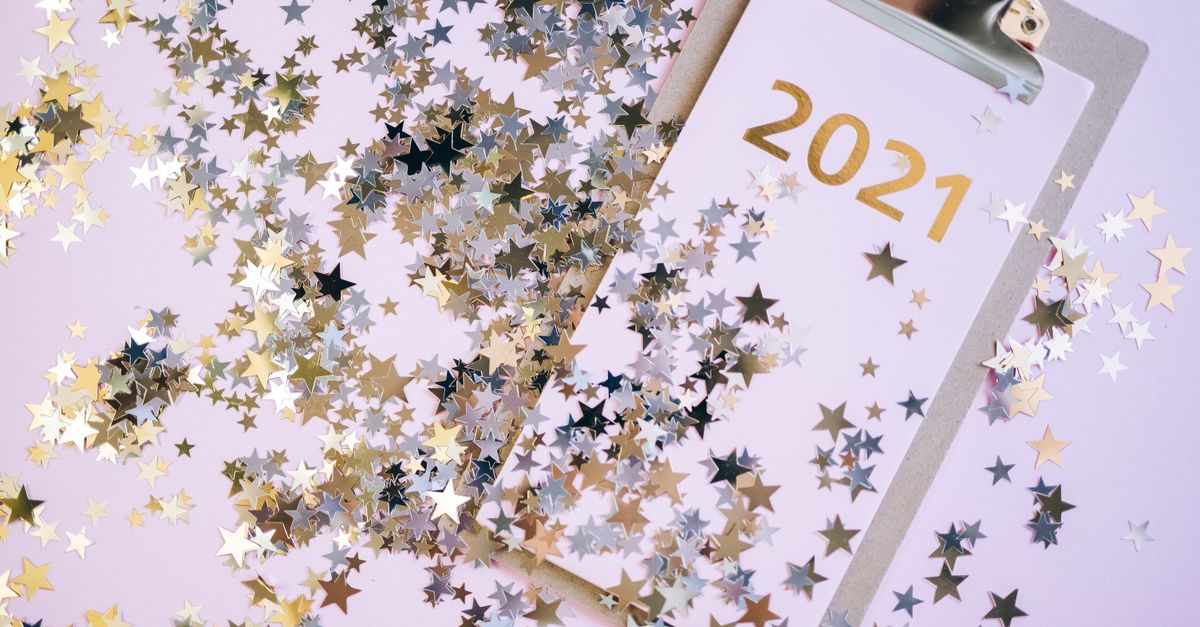 Hulu's 'Furious' Starring Emmy Rossum Begins Streaming A festive New Year image with glitter stars on a 2021 clipboard, perfect for holiday decorations.
