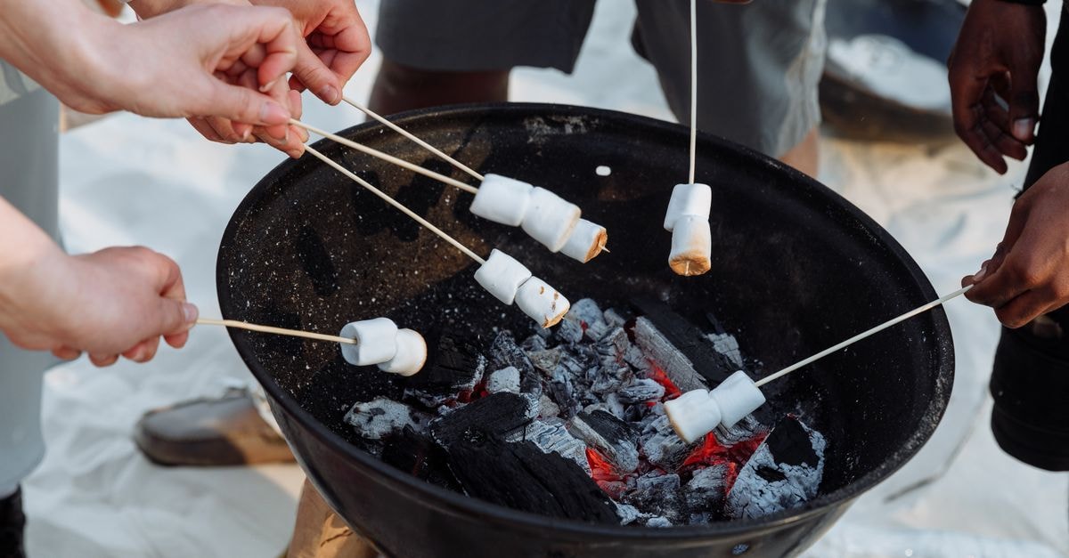Tuscaloosa Travel Guide: Football, Barbecue and River Days A group of people roasting marshmallows over a charcoal grill at the beach. Perfect summer activity.
