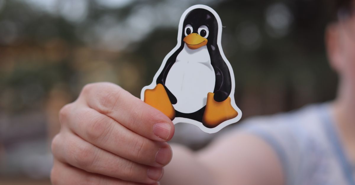 Linux 週報:Bing SVG 漏洞在 Microsoft 主機取得最高權限,核心 CVE 爭議持續,IoT 攝影機外洩 GitHub 權杖 特寫鏡頭拍攝一隻手拿著企鵝貼紙,背景為模糊的戶外景色。