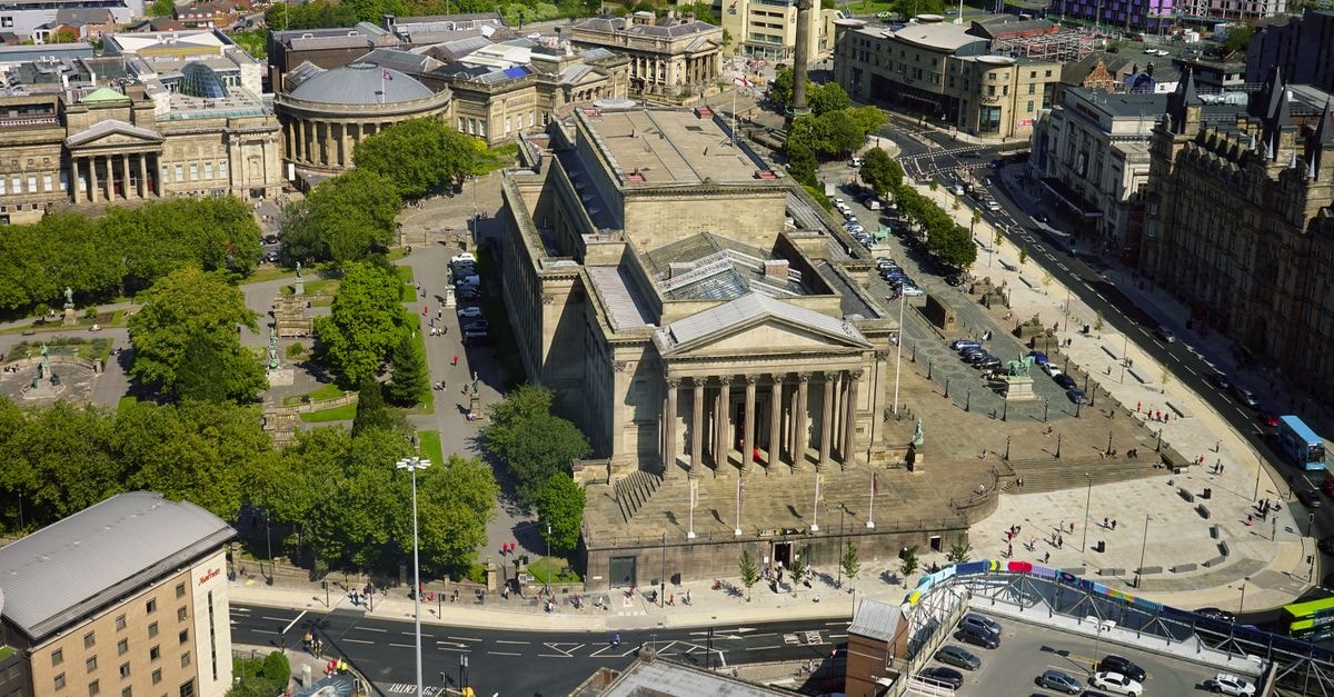 Travelodge Bradford: A Convenient Base Near Theatre and Museum Aerial shot of the iconic St George's Hall and surrounding city architecture in Liverpool.