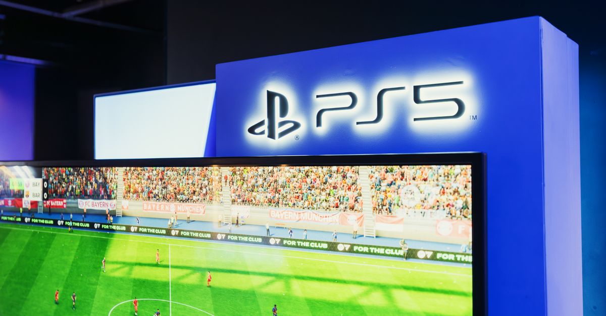 Spider-Man 2 Adds Native PSSR 2.0 on PS5 Pro as PlayStation Faces Physical Disc Boycott PS5 gaming station featuring a live soccer match onscreen, showcasing high-quality graphics.