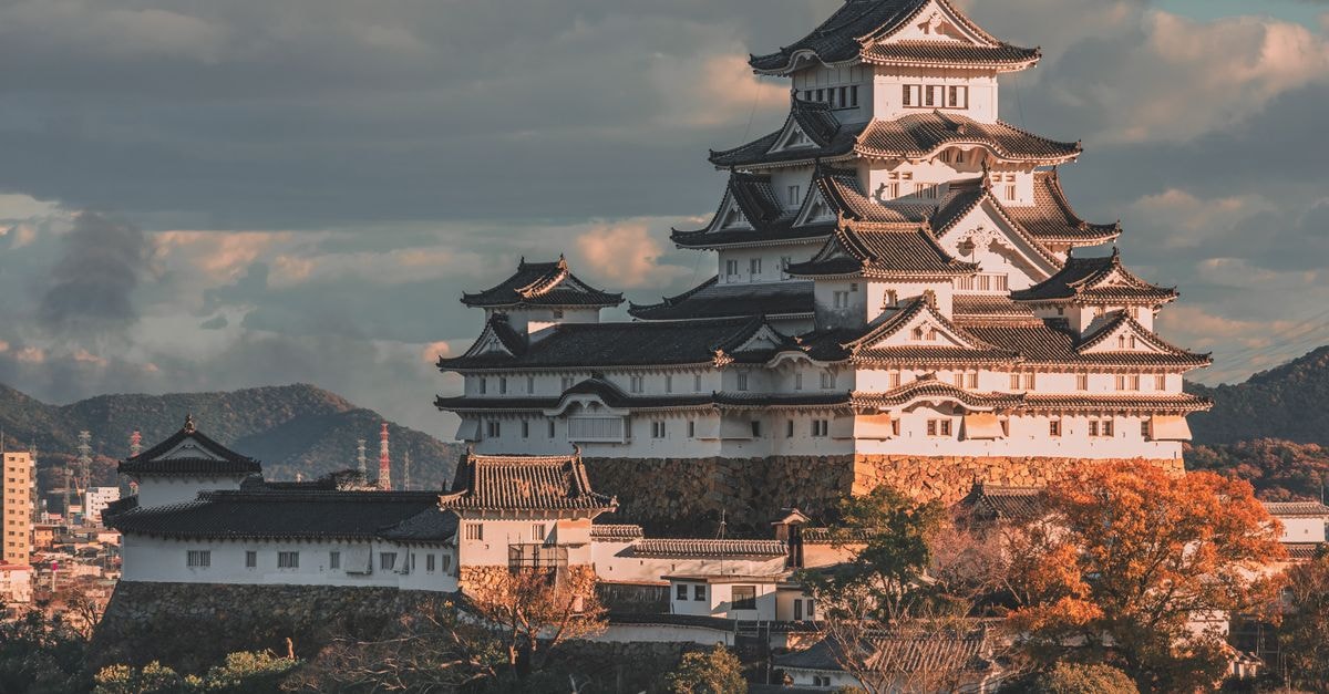 Capture of Himeji Castle showcasing Japanese architecture during fall.