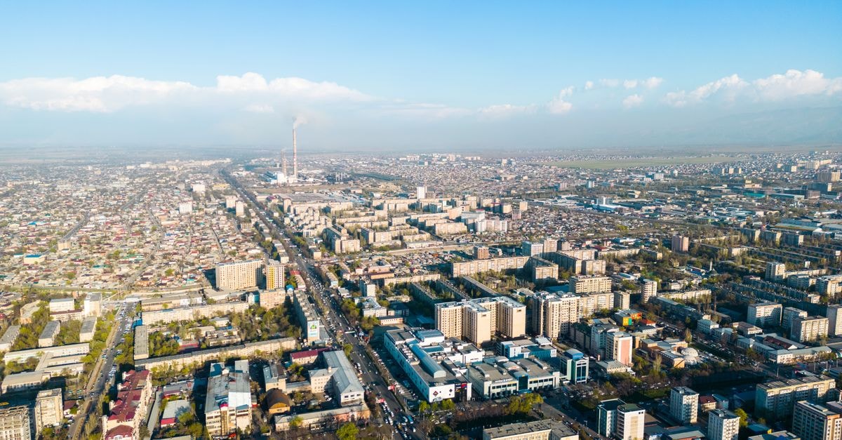 Bois Pétrifié in Tamanghasset: A Saharan Stop Along the Trans-Saharan Road Drone shot capturing the expansive urban landscape of Bishkek, Kyrgyzstan.