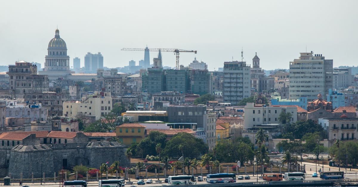 Aerial view of Havana showing the Capitol and urban landscape along the coast.