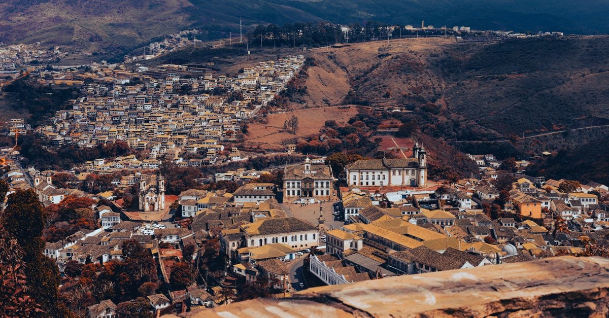 Tsara Guest House in Fianarantsoa: Panoramic Hilltop Charm Stunning aerial view of Ouro Preto's historic architecture and landscape in Minas Gerais, Brazil.